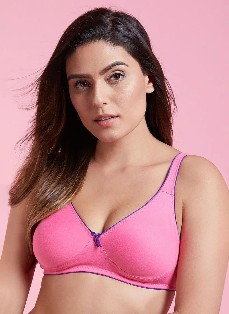 كلوفيا Clovia Non-Padded Non-Wired T-shirt Bra In Pink - Cotton Rich