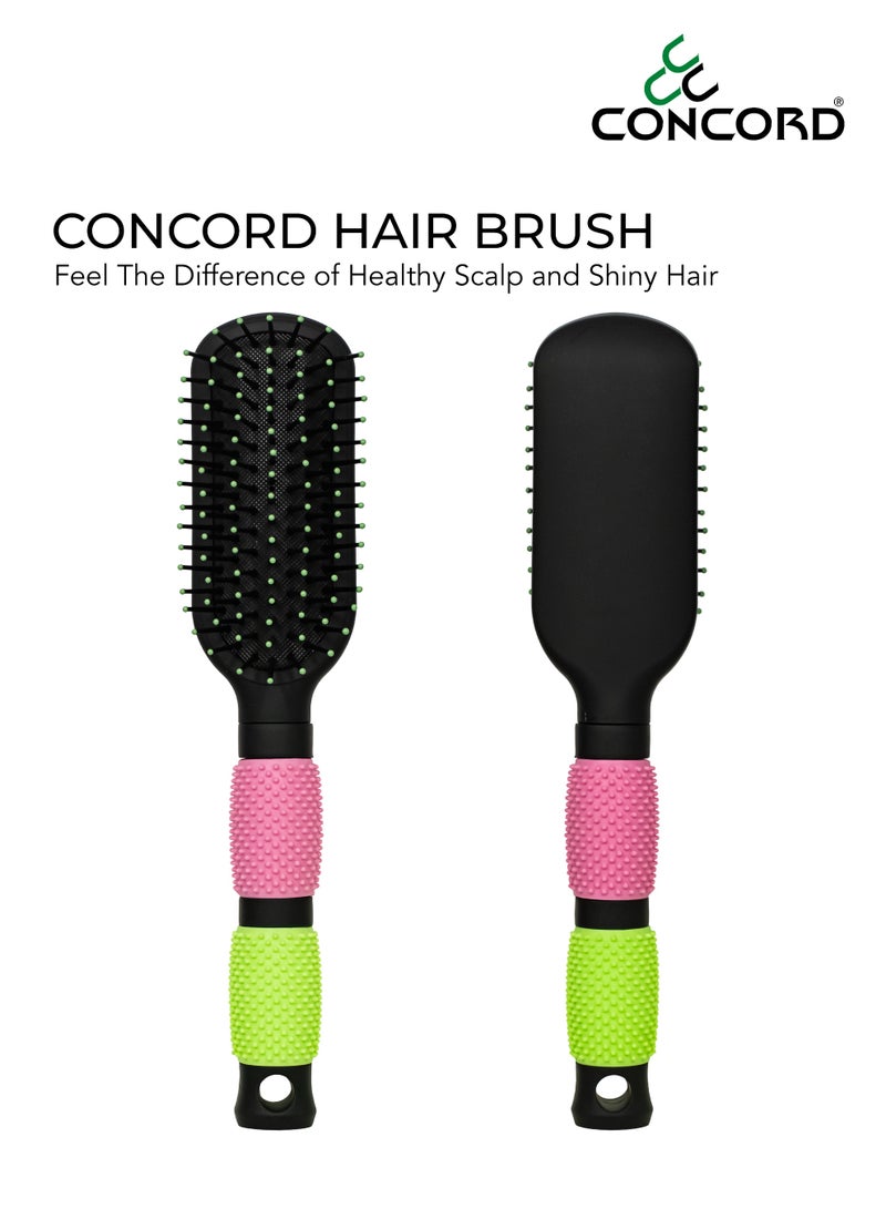CONCORD Hair Brush – Paddle Cushion Brush for Styling, Detangling, Straightening & Smoothing | Soft Nylon Bristles with Ceramic Tips | Lightweight, Travel Friendly | For All Hair Types, Unisex - Image 2
