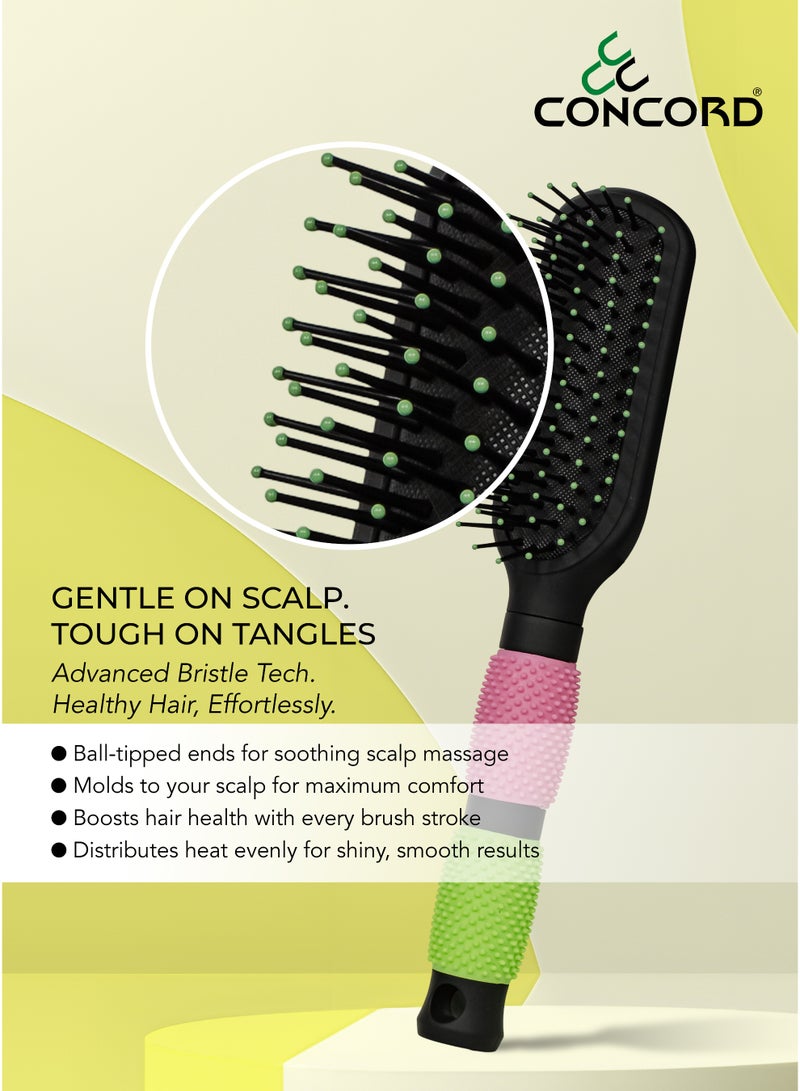 CONCORD Hair Brush – Paddle Cushion Brush for Styling, Detangling, Straightening & Smoothing | Soft Nylon Bristles with Ceramic Tips | Lightweight, Travel Friendly | For All Hair Types, Unisex - Image 4