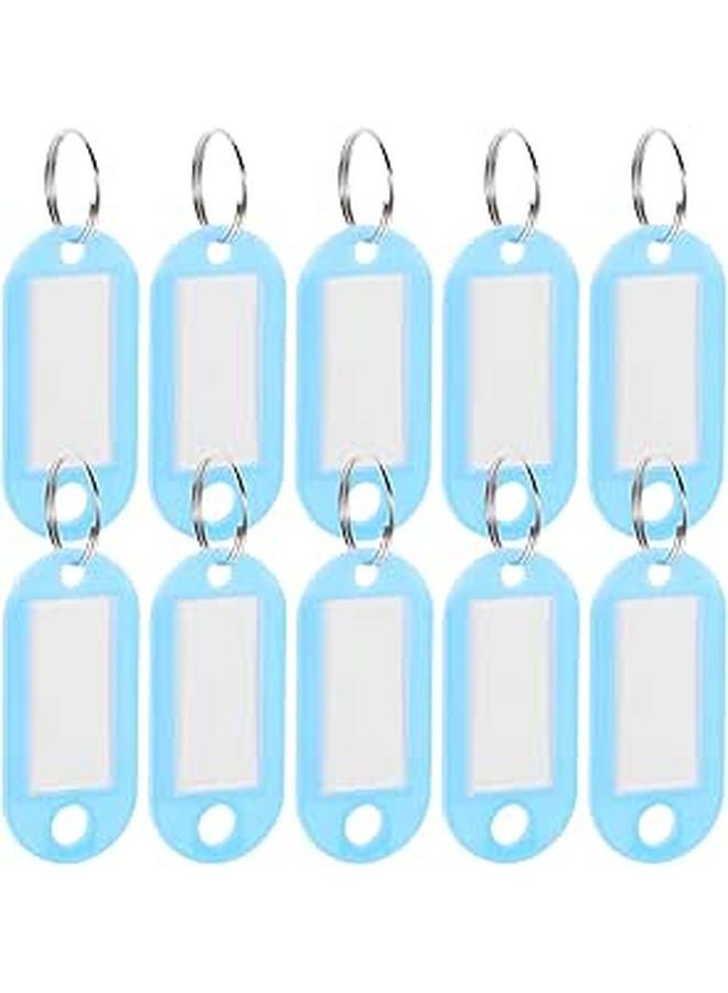 Plastic Key Tags And Luggage Labels 50 Pcs Blue With Split Rings For Travel Bag Identification - Image 1