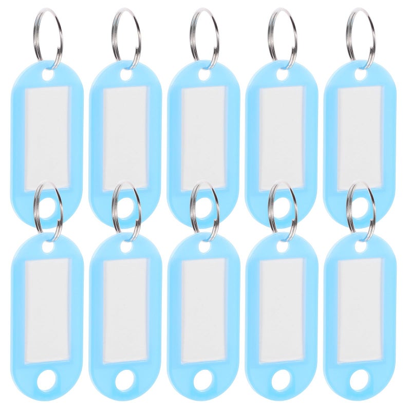 Plastic Key Tags And Luggage Labels 50 Pcs Blue With Split Rings For Travel Bag Identification - Image 2