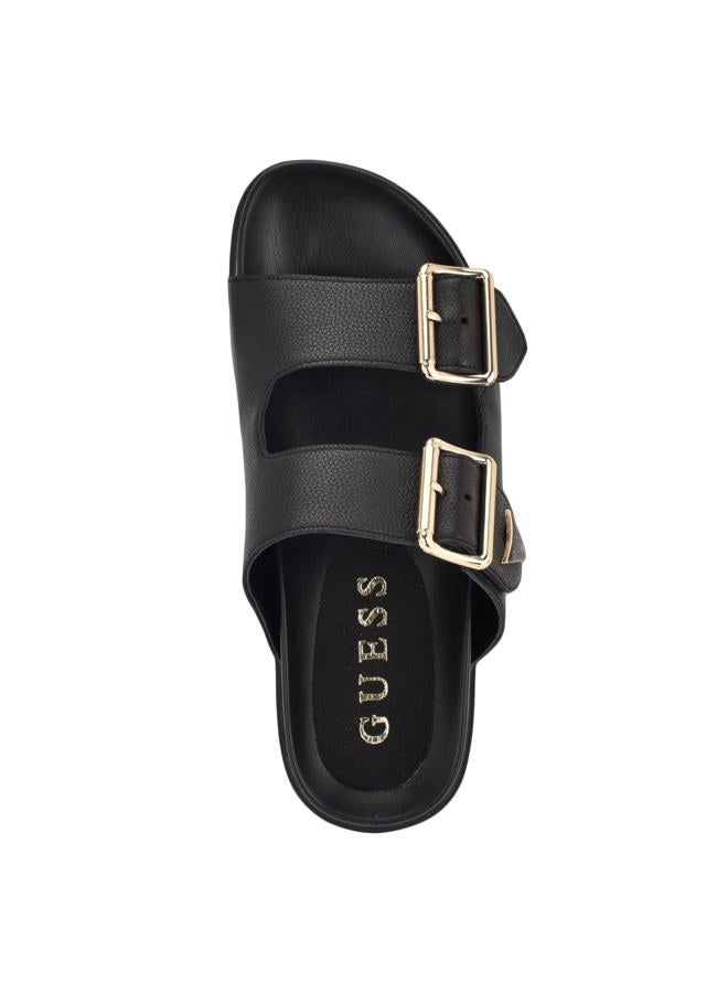 GUESS Women's Fasten Sandal, Black Leather 003, 41 EU - Image 5