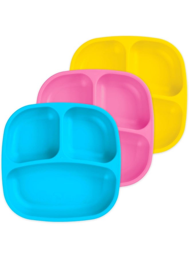 Replay Re Play Made in USA Toddler Feeding Divided Plates with Deep Sides and Three Compartments for Easy Self Feeding - Image 1