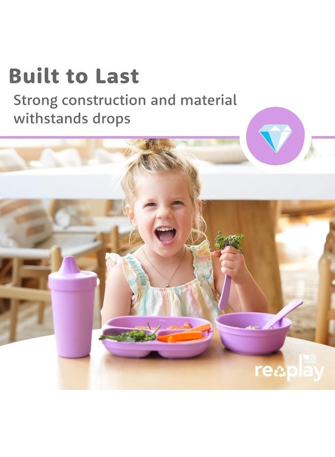 Replay Re Play Made in USA Toddler Feeding Divided Plates with Deep Sides and Three Compartments for Easy Self Feeding - Image 5