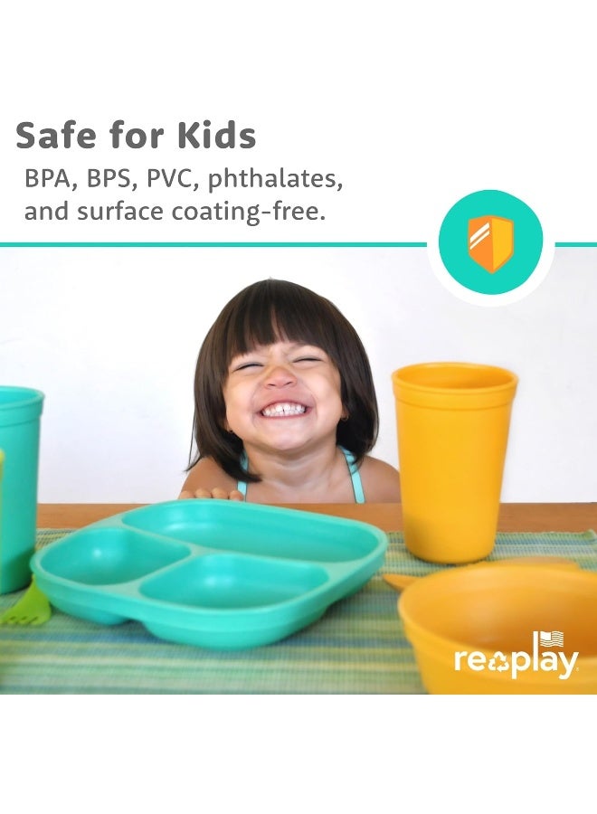Replay Re Play Made in USA Toddler Feeding Divided Plates with Deep Sides and Three Compartments for Easy Self Feeding - Image 4