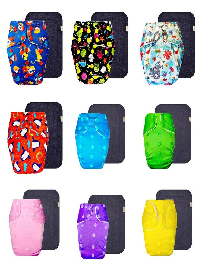 Dumbledo Premium Cloth Diaper with Black Insert (Pack of 9) | Dry Feel and Comfortable | Reusable & Washable | Quick Dry | Trusted by Moms | 3 Months - 3 Years | Unisex Baby - Image 1