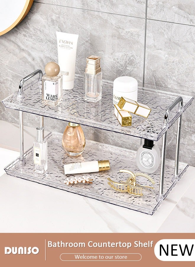 DUNISO 2 Tier Bathroom Counter Organizer, Modern Bathroom Countertop Shelf, Cosmetics Skincare Shelf Organizer, Removable Perfume Tray for Bedroom Skincare Storage Rack  - Image 1