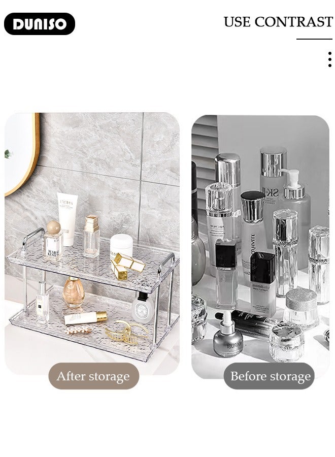 DUNISO 2 Tier Bathroom Counter Organizer, Modern Bathroom Countertop Shelf, Cosmetics Skincare Shelf Organizer, Removable Perfume Tray for Bedroom Skincare Storage Rack  - Image 3