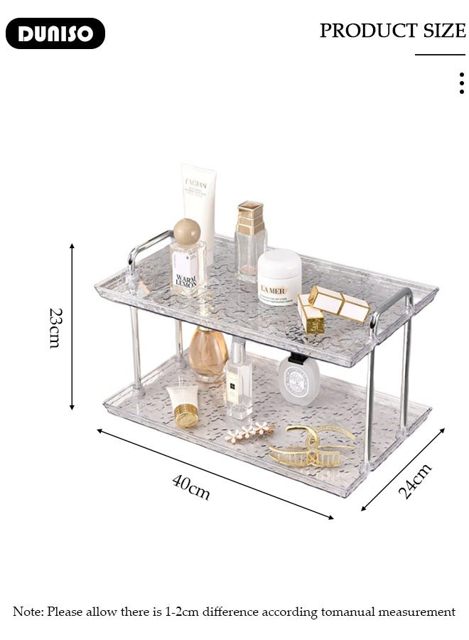 DUNISO 2 Tier Bathroom Counter Organizer, Modern Bathroom Countertop Shelf, Cosmetics Skincare Shelf Organizer, Removable Perfume Tray for Bedroom Skincare Storage Rack  - Image 4