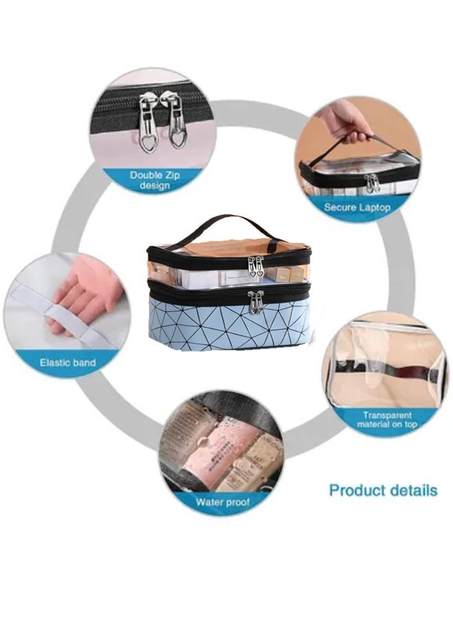 إن كي أكس حقيبة مكياج شفافة مزدوجة الطبقات محمولة - Image 2