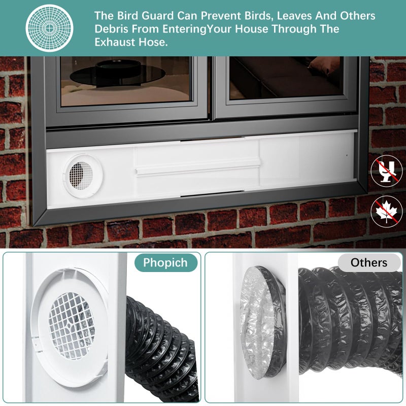 Phopich Dryer Vent Window Kit, 4 inch Adjustable Window Vent Kit with 6.6 Feet Aluminum Foil Hose for Exhaust Ventilation(Adjustable Up to 47 inches) - Image 3