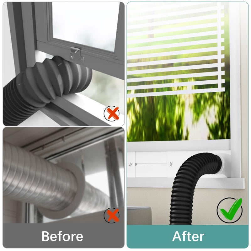 Phopich Dryer Vent Window Kit, 4 inch Adjustable Window Vent Kit with 6.6 Feet Aluminum Foil Hose for Exhaust Ventilation(Adjustable Up to 47 inches) - Image 4
