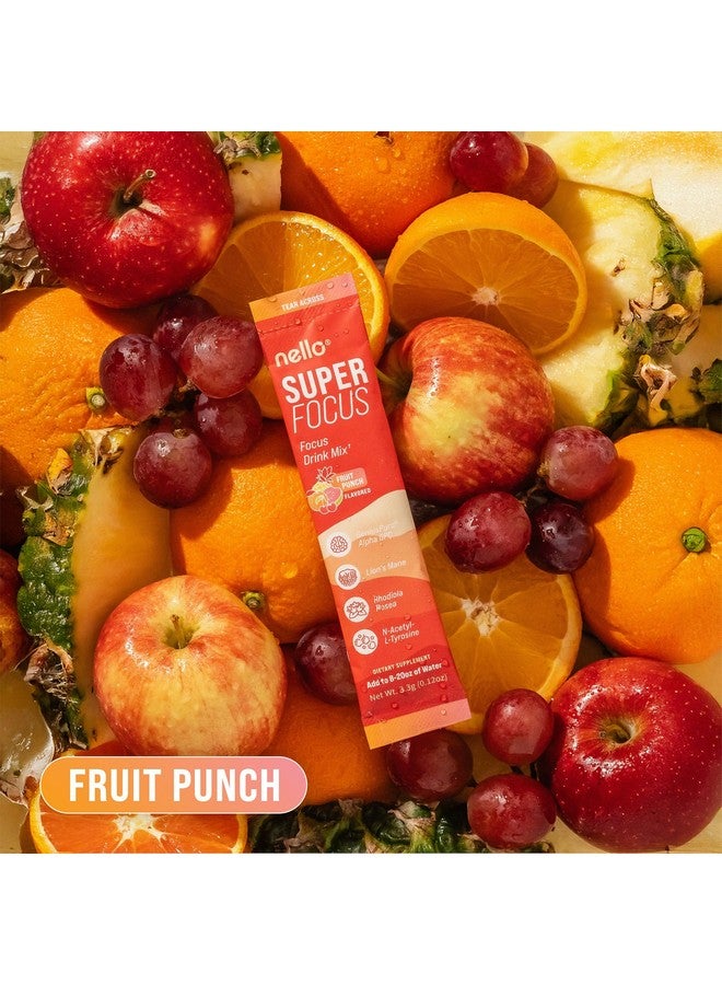 Nello SuperFocus Focus Drink Mix - Fruit Punch Flavor - Alpha GPC, Lion’s Mane, Rhodiola & N-Acetyl L-Tyrosine - Sugar-Free, On-the-Go Packets - 20 Servings - Image 5