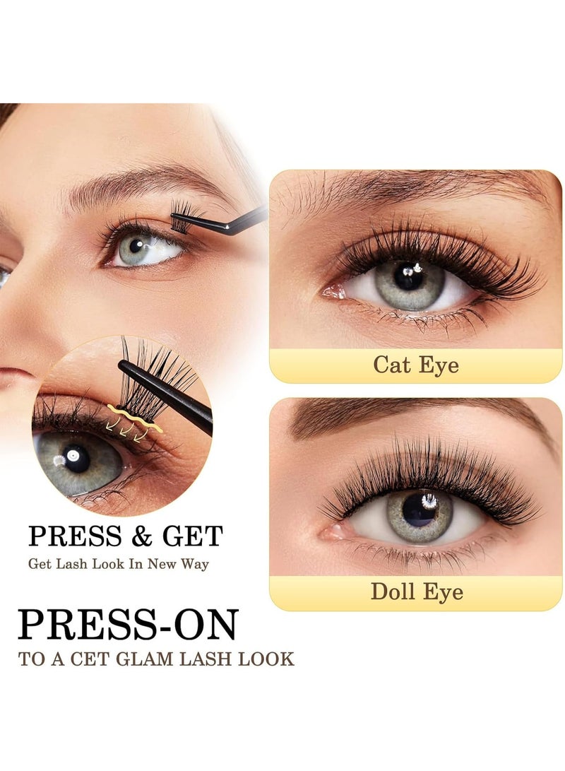 اترجسز الرموش اللاصقة الذاتية، 120pcs المظهر الطبيعي، لا الغراء المطلوب، الرموش القابلة لإعادة الاستخدام، الأسود، الشعر الاصطناعي، العنقود - Image 3