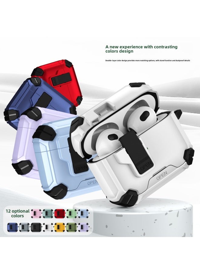 Generic - Airpods4 Protective Case Airpods Pro2 Generation Protective Case Apple Mobile Phone Holder Elastic Cover Earpiece Case-Color:White-Applicable Models:airpods 4 - Image 1