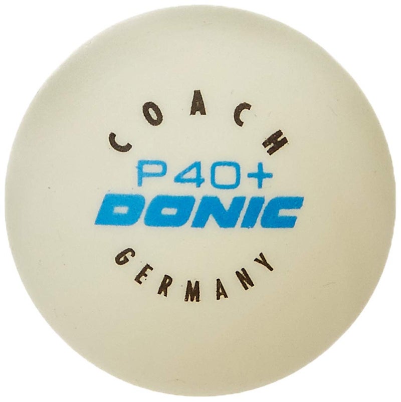donic Coach P40+ Plastic Tennis Ball, Size 40 mm (White) - Image 1