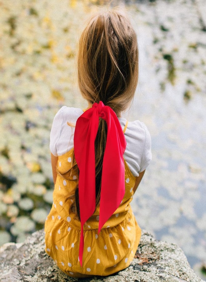 Anikoocory Red Bow Hair Scarf Scrunchies Hair Ties Soft Satin Ponytail Holder for Girls and Women, 2pcs - Image 5