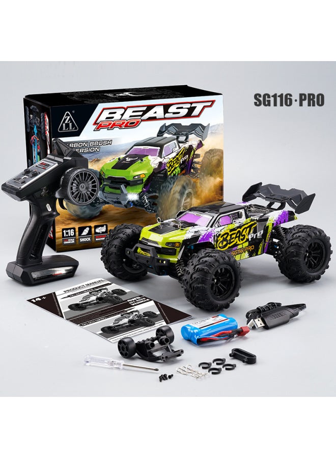 SG116 Remote Control Brushless High-speed Off-road Vehicle 1:16 Scale Professional Climbing Car Remote Control Four-wheel Drive Toy Car Cross-border-Color:SG116PRO + Color Box carbon Brush Version】 - Image 3