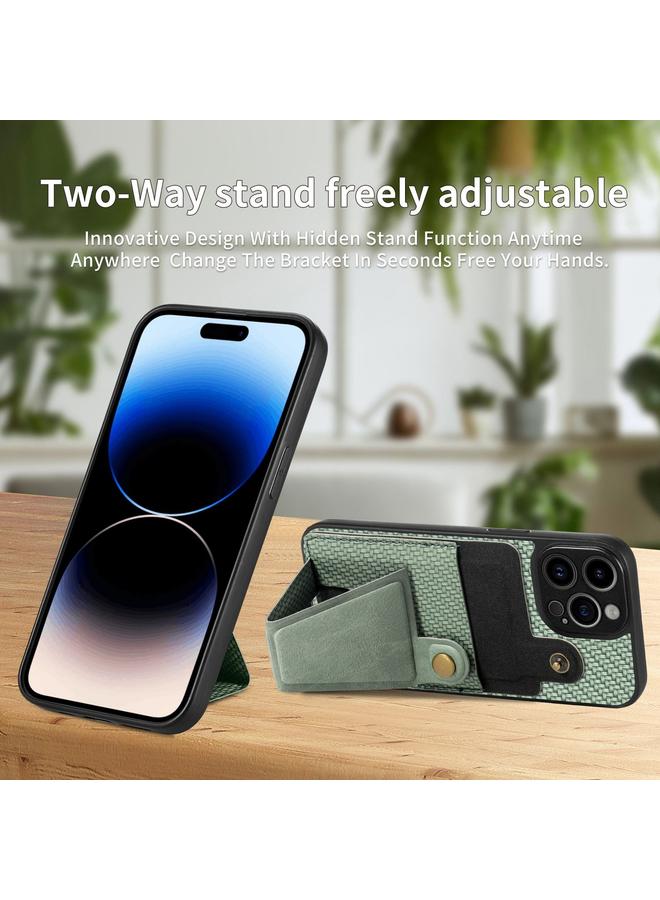 S-TOP Case For iPhone 14 Pro Carbon Fiber Wallet Flip Card K-shaped Holder Phone Case - Image 4