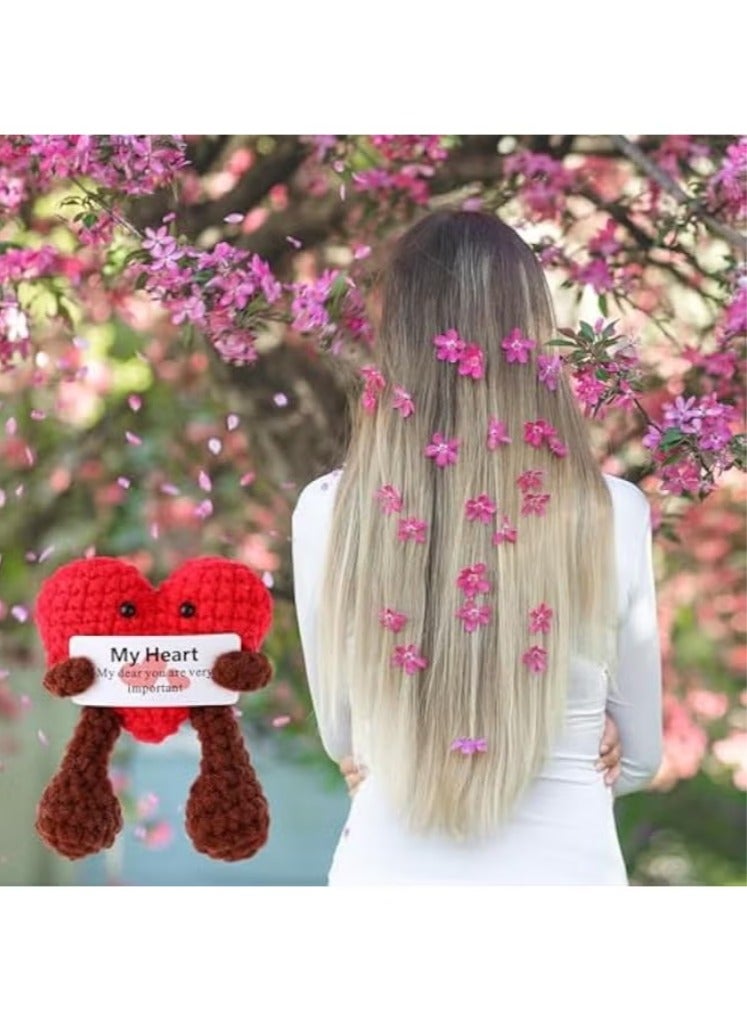 دمية كروشيه على شكل قلب، دمية يدوية الصنع للدعم العاطفي، دمية كروشيه يدوية الصنع لعيد الحب مع بطاقة معايدة إيجابية، هدية كروشيه على شكل قلب لها أو له (قلب) - Image 5