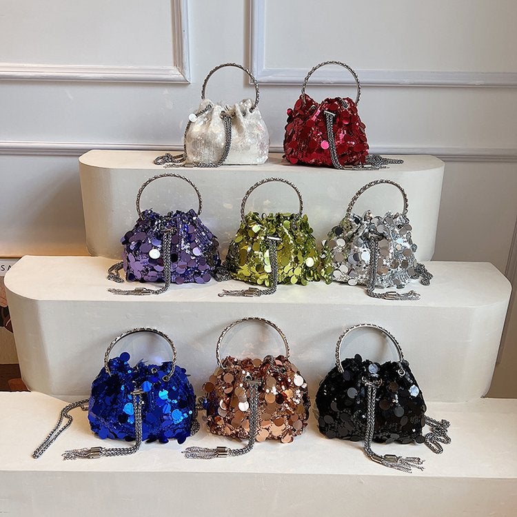 Light Luxury Sequin Bucket Bag – Crossbody Shoulder Bag for Women, Spring 2026 - Image 4