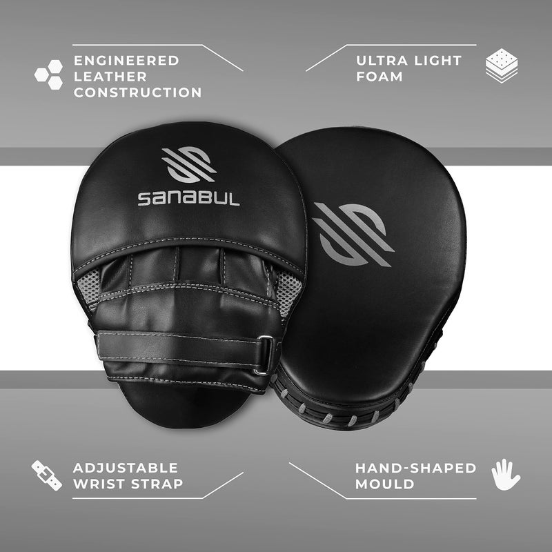 Sanabul Essential Curved Punching Mitts for Boxing, MMA Muay Thai Boxing Pads for Training, Punch Focus Mitts, Hand Pads Sparring Gear, Strike Shield, Metallic Silver - Image 2