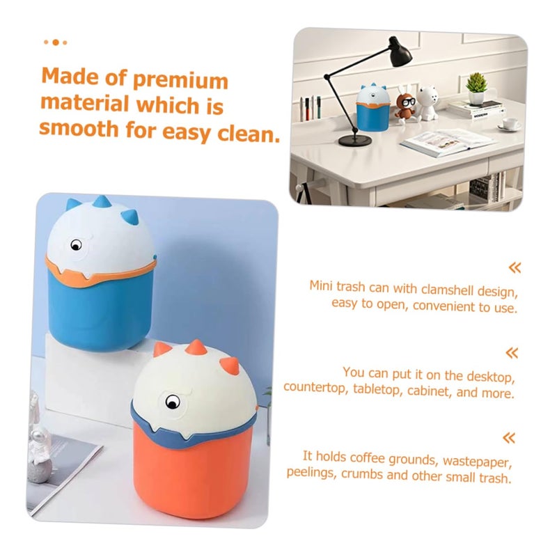 Small Plastic Desktop Trash Can With Lid For Kitchen Office Car And Home - Image 3
