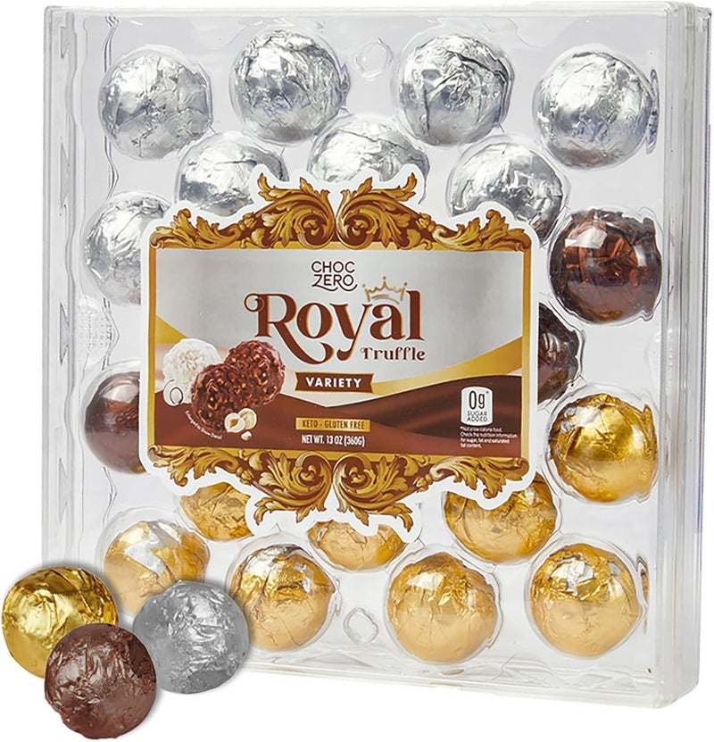 ChocZero Keto Hazelnut Truffle Variety Pack - Dark, Milk, and White Chocolate, Gluten Free, No Added Sugar, 24 Truffles, 13oz - Image 1