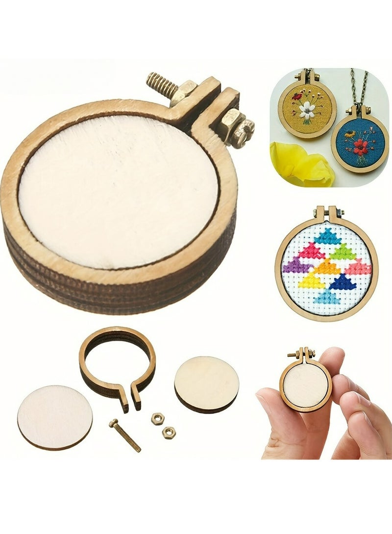 6pcs Mini Embroidered Hoop Round Tiny Cross Stitch Hoops for Art Craft Sewing Keychain Earrings Jewelry and Crafting and Jewelry Making  - Image 3