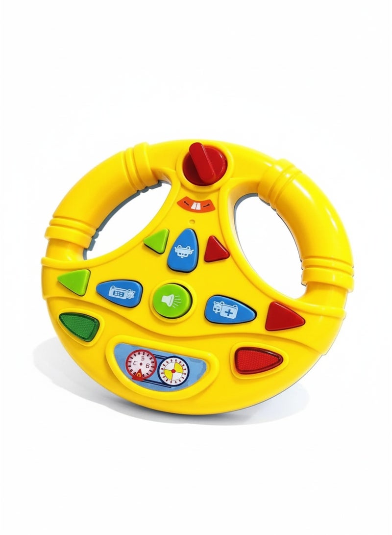 شو وو مقود سيارة ألعاب إلكتروني للأطفال – لعبة عجلة قيادة دوارة  تفاعلية مع أصوات ومؤثرات ضوئية، مقاس 20 سم - Image 1