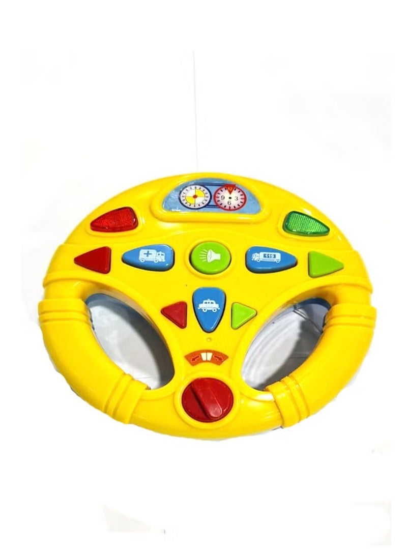 شو وو مقود سيارة ألعاب إلكتروني للأطفال – لعبة عجلة قيادة دوارة  تفاعلية مع أصوات ومؤثرات ضوئية، مقاس 20 سم - Image 4