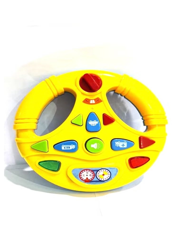 شو وو مقود سيارة ألعاب إلكتروني للأطفال – لعبة عجلة قيادة دوارة  تفاعلية مع أصوات ومؤثرات ضوئية، مقاس 20 سم - Image 3