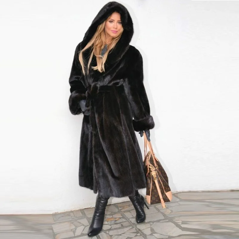 باربورا Winter Fur Women's Jacket Full Length BT296BLACK7