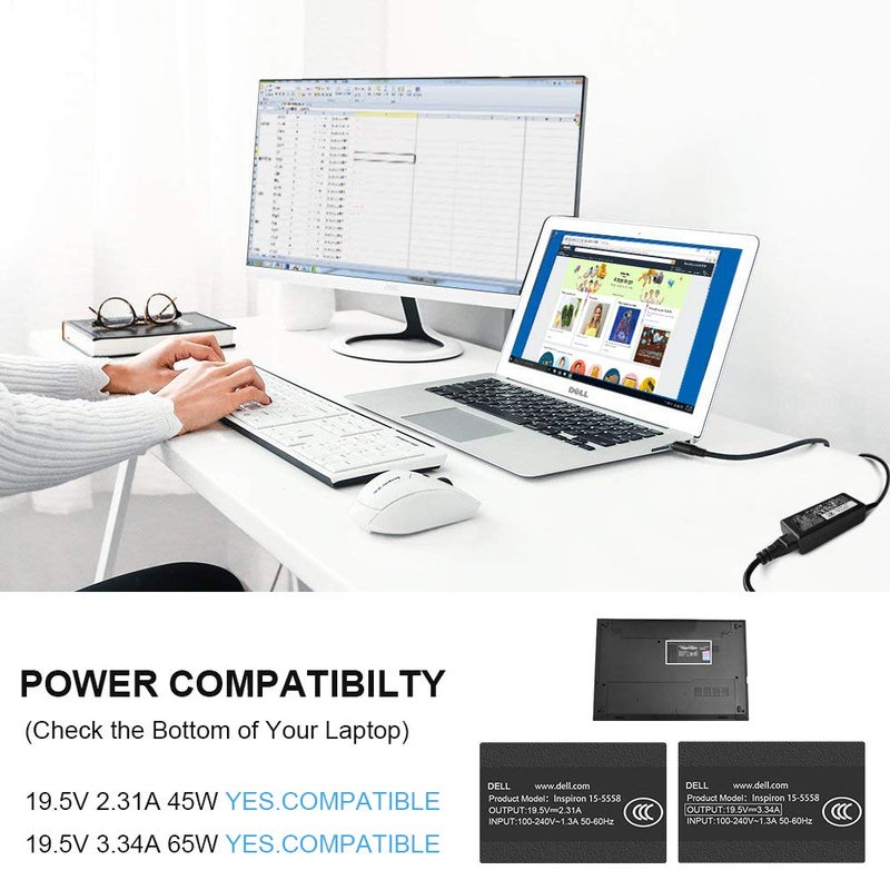 Ostrich Charger Compatible with Dell Laptop Computer 65W 45W Round Tip Power Adapter - Image 4