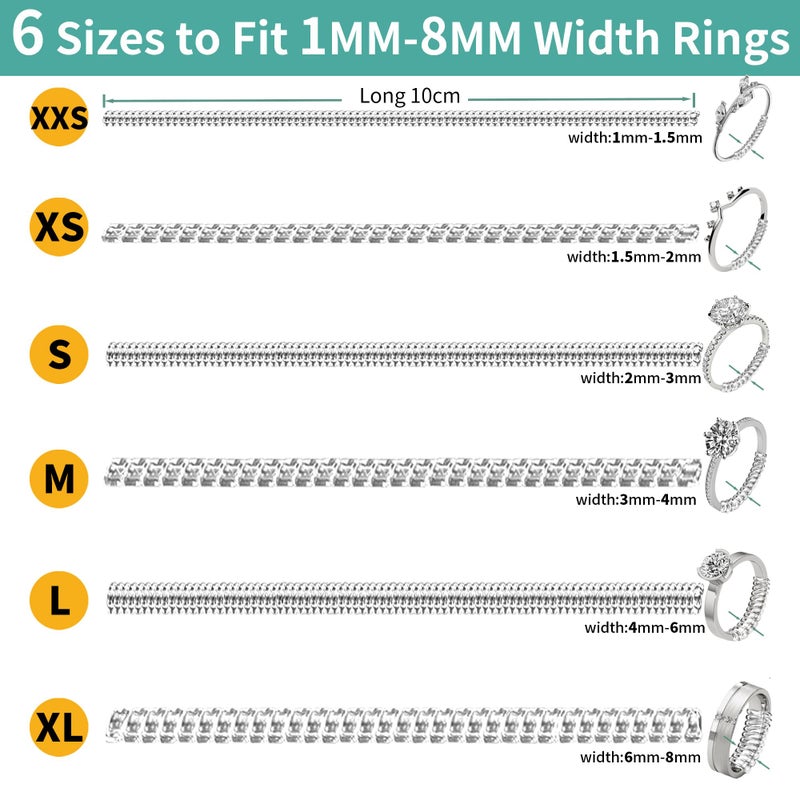 Kueroami Ring Size Adjuster for Loose Rings, 12 Pack 6 Sizes, Silicone Invisible Coil Wrap, Tightener for Women and Men (Clear) - Image 5