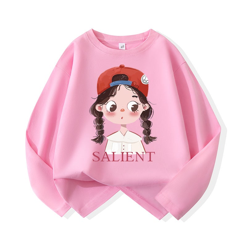 Fashionable Brand Girls Long-Sleeved T-Shirt Pure Cotton 2025 Autum New Kidsren'S Style Bottoming Shirt Little Girl'S Top Clothes - Image 1