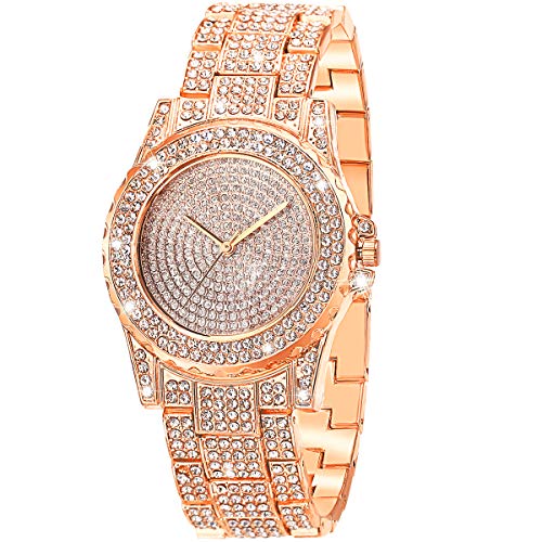 ManChDa Luxury Ladies Watch Iced Out Watch with Quartz Movement Crystal Rhinestone Diamond Watches for Women Stainless Steel Wristwatch Full Diamonds Mothers Day Gifts - Image 1
