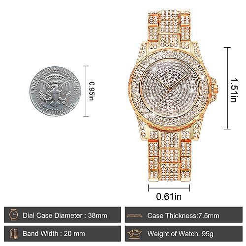 ManChDa Luxury Ladies Watch Iced Out Watch with Quartz Movement Crystal Rhinestone Diamond Watches for Women Stainless Steel Wristwatch Full Diamonds Mothers Day Gifts - Image 5