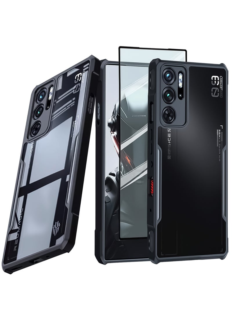 For ZTE Nubia Red Magic 9S Pro Case | Red Magic 9 Pro Plus Cover with Tempered Glass Screen Protector, TPU Shockproof Airbags Bumper Mobile Phone Case, Anti-Yellowing PC Mixed Material Back Cover