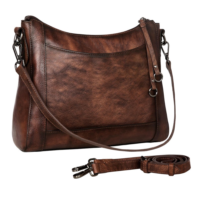 Iswee Leather Crossbody Bags for Women Shoulder Purse Medium Hobo Genuine Leather Satchel Purses and Handbags (Coffee) - Image 1