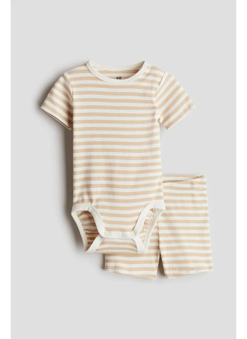 اتش اند ام 2-piece ribbed cotton set