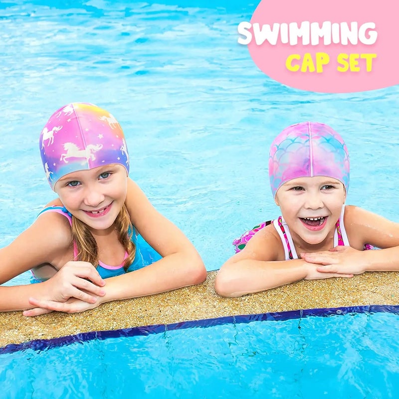 Bluejw Fashionable 100% Eco-Friendly Silicone Swim Cap Kids Mermaid Design with  Logo Print Good Stretch & Leak-Proof - Image 4