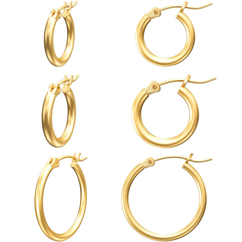 Gacimy Small 14K Gold Plated Hoop Earrings for Women, 14K Gold Plated Hoops with 925 Sterling Silvertone Post, Yellow Color 14 16 20mm Small Earrings for Women - Image 1