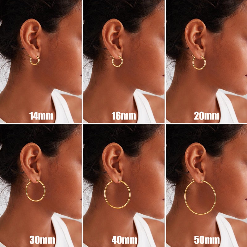 Gacimy Small 14K Gold Plated Hoop Earrings for Women, 14K Gold Plated Hoops with 925 Sterling Silvertone Post, Yellow Color 14 16 20mm Small Earrings for Women - Image 3