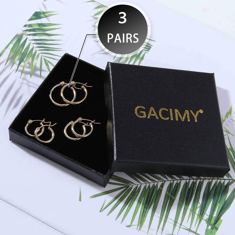 Gacimy Small 14K Gold Plated Hoop Earrings for Women, 14K Gold Plated Hoops with 925 Sterling Silvertone Post, Yellow Color 14 16 20mm Small Earrings for Women - Image 4