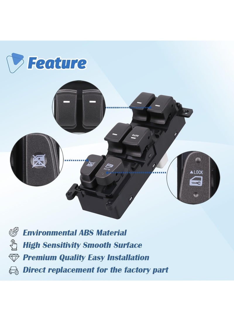 Power Main Window Switch Master Control Compatible with 2009 2010 Hyundai Sonata Door Lock Button Controller Front Left Driver Side Replacement OEM 93570-3K600 935703K600 641-51097L