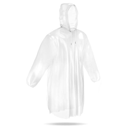 Mindful Design Rain Ponchos with Drawstring Hood (4 Pack) Disposable Emergency Clear Poncho for Adults - Image 4