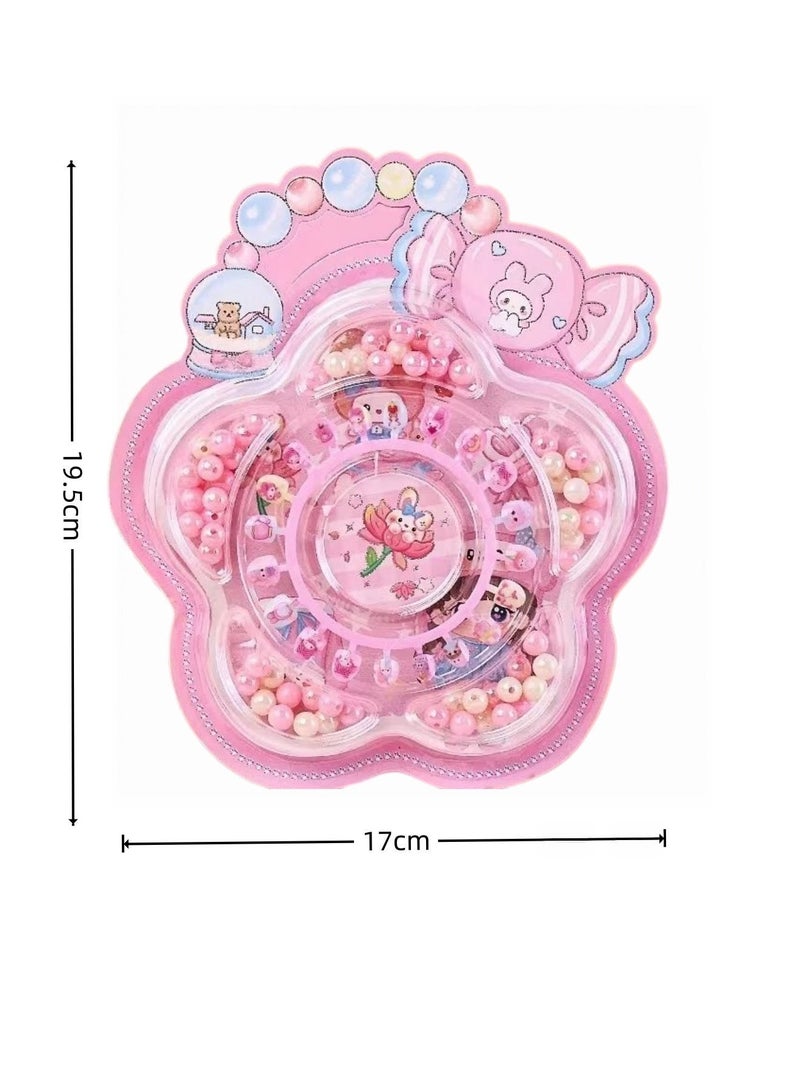 BELANO 85Pcs Kids Nails and DIY Jewelry Making Kit, Girls Press On Nails for Kids with Self Adhesive Backing,  Beads for Bracelets Craft Set - Image 3