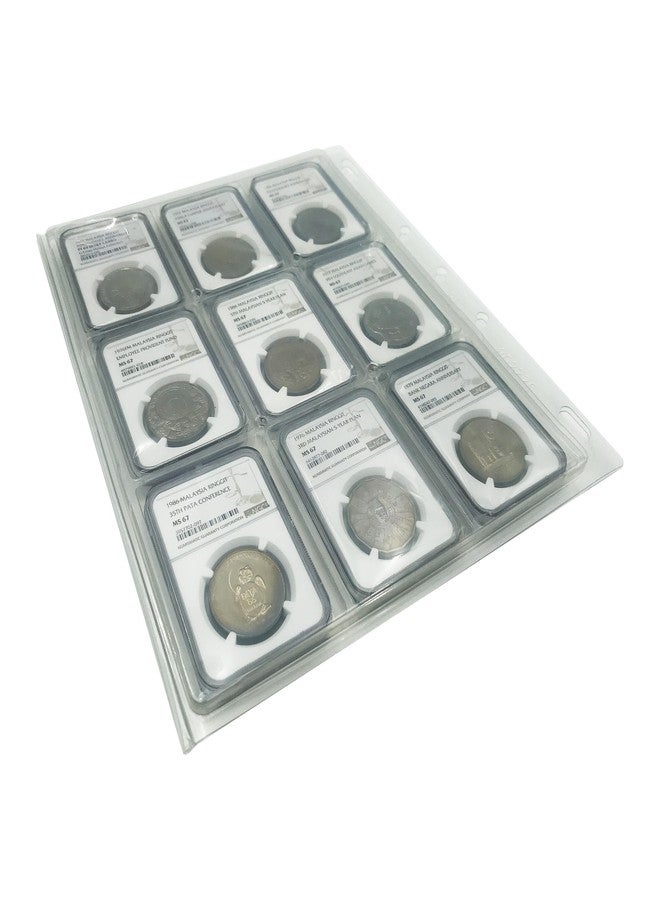 لوح عملات معدنية شفاف من مادة PET، قطعة واحدة، 9 مربعات، من شركة PCCB MINGT، أوراق تخزين NGC وPCGS لألبوم مجلدات بأربع حلقات - Image 3