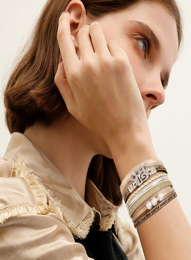 Suyi Sweet 16th Birthday Gifts for Women Leather Wrap Bracelet Multilayer Magnetic Buckle Bracelet 16th - Image 2